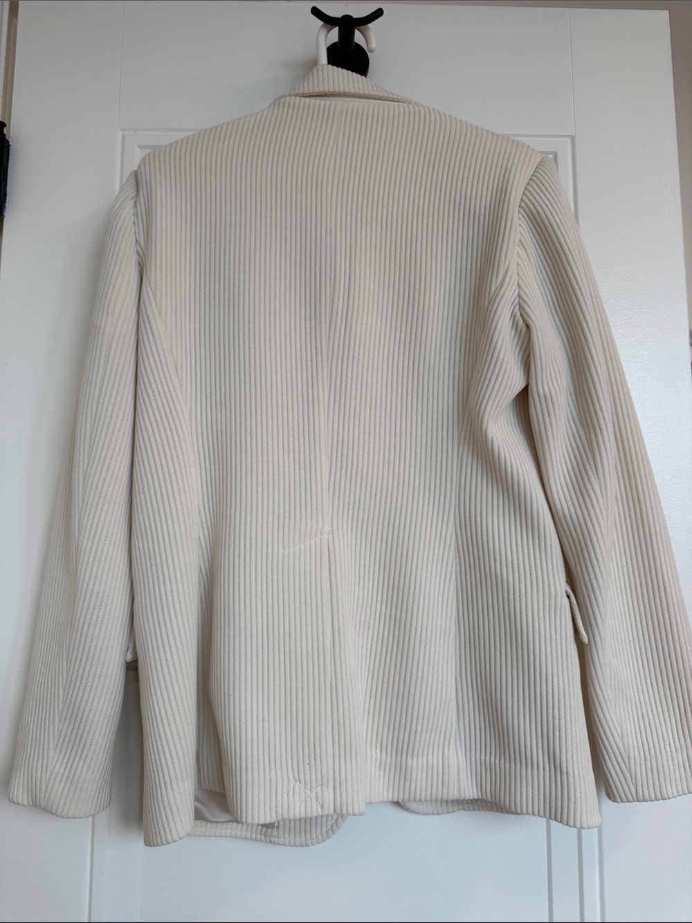 Max Studio Cream Ribbed Single-Button Blazer - Picture 2 of 3